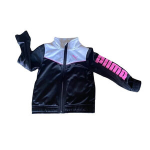 Puma Jacket Toddler Size 2T Athletic Zip Up Logo Long Sleeve Weight Pink Black